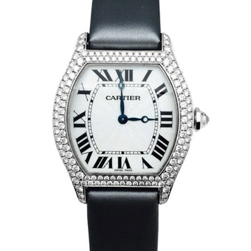 CARTIER White gold watch, Tortue collection, diamonds.