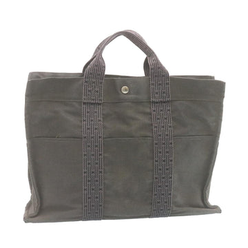 HERMES Her Line MM Hand Bag Canvas Gray Auth 34527