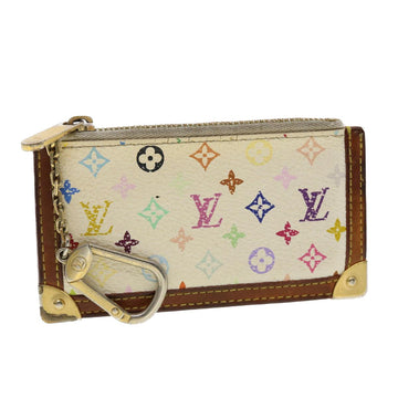 LOUIS VUITTON Multicolor Pochette Cles Coin Purse White M92655 LV Auth ny239