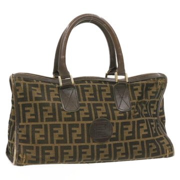 FENDI Zucca Canvas Hand Bag Brown Black Auth rd1310