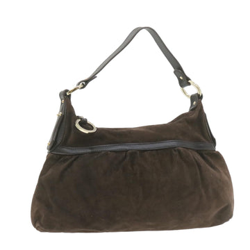 FENDI Suede Shoulder Bag Brown Auth rd1906