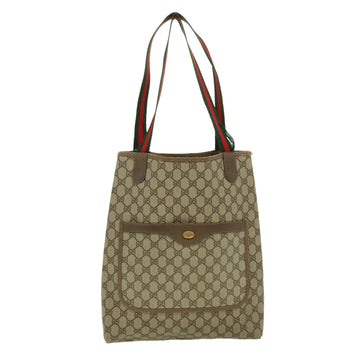 GUCCI GG Canvas Web Sherry Line Tote Bag Beige Red Green 3902003 Auth rd2376