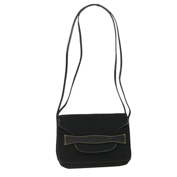 FENDI Zucchino Canvas Shoulder Bag Black Auth rd3030