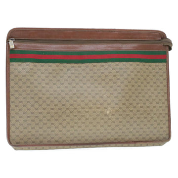 GUCCI Web Sherry Line Micro GG Canvas Clutch Bag Beige Red Green Auth rd390