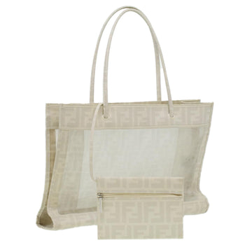 FENDI Zucca Canvas Tote Bag White Auth rd4162