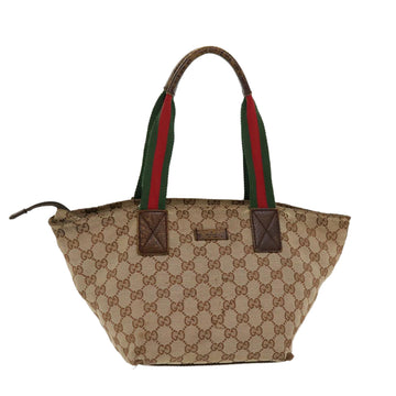 GUCCI Web Sherry Line GG Canvas Hand Bag Beige Green Red 214397 Auth rd4468