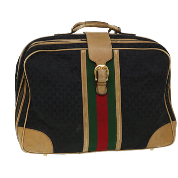 GUCCI Web Sherry Line GG Canvas Boston Bag Black Green Red Auth rd4534