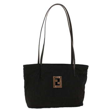 FENDI Zucchino Canvas Shoulder Bag Black Auth rd5155