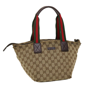 GUCCI GG Canvas Web Sherry Line Tote Bag Beige Red Green 131228 Auth rd5205