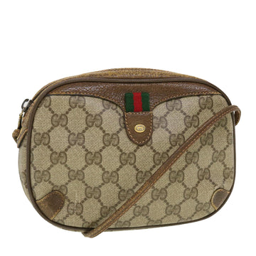 GUCCI GG Canvas Web Sherry Line Shoulder Bag Beige Red 89.02.066 Auth rd5229