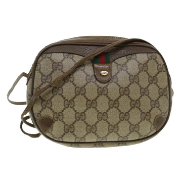 GUCCI GG Canvas Web Sherry Line Shoulder Bag Beige Red 89.02.066 Auth rd5250