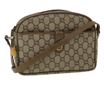 GUCCI GG Plus Canvas Shoulder Bag PVC Leather Beige Auth ro556