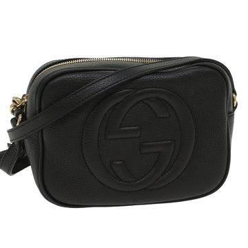 GUCCI Soho Shoulder Bag Leather Black 308364 Auth S236