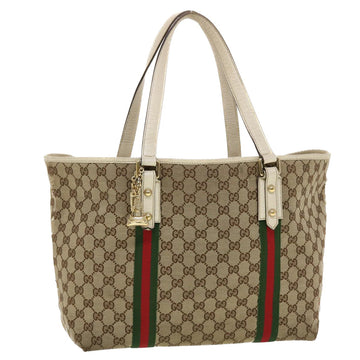 GUCCI GG Canvas Web Sherry Line Tote Bag Beige Green Red 139260 Auth tb669