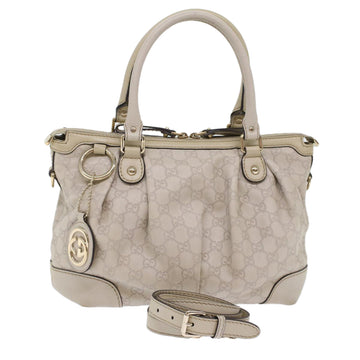 GUCCI GG Canvas ssima Sukey Hand Bag 2way White 247902 Auth tb782