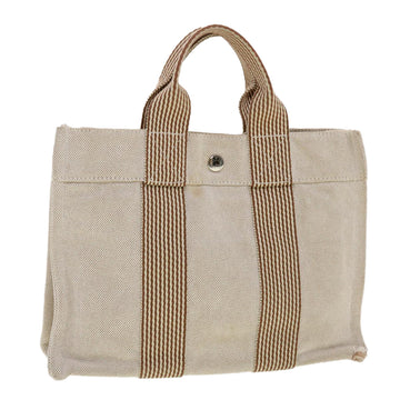 HERMES Fourre Tout PM Hand Bag Canvas Beige Auth th3578