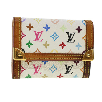 LOUIS VUITTON Multicolor Porte Monnaie Plat Coin Purse White M92657 Auth th3648