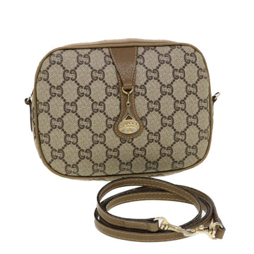 GUCCI GG Plus Canvas Shoulder Bag PVC Leather Beige Auth th3682