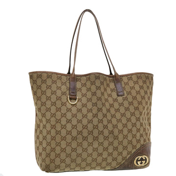 GUCCI GG Canvas Tote Bag Beige 169945 Auth th3742