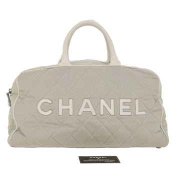 CHANEL Hand Bag Canvas Gray CC Auth th3812