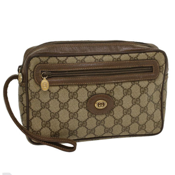 GUCCI GG Canvas Clutch Bag PVC Leather Beige 018 123 6021 Auth th3993