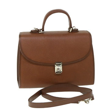 BURBERRYSs Hand Bag Leather 2way Brown Auth th4046