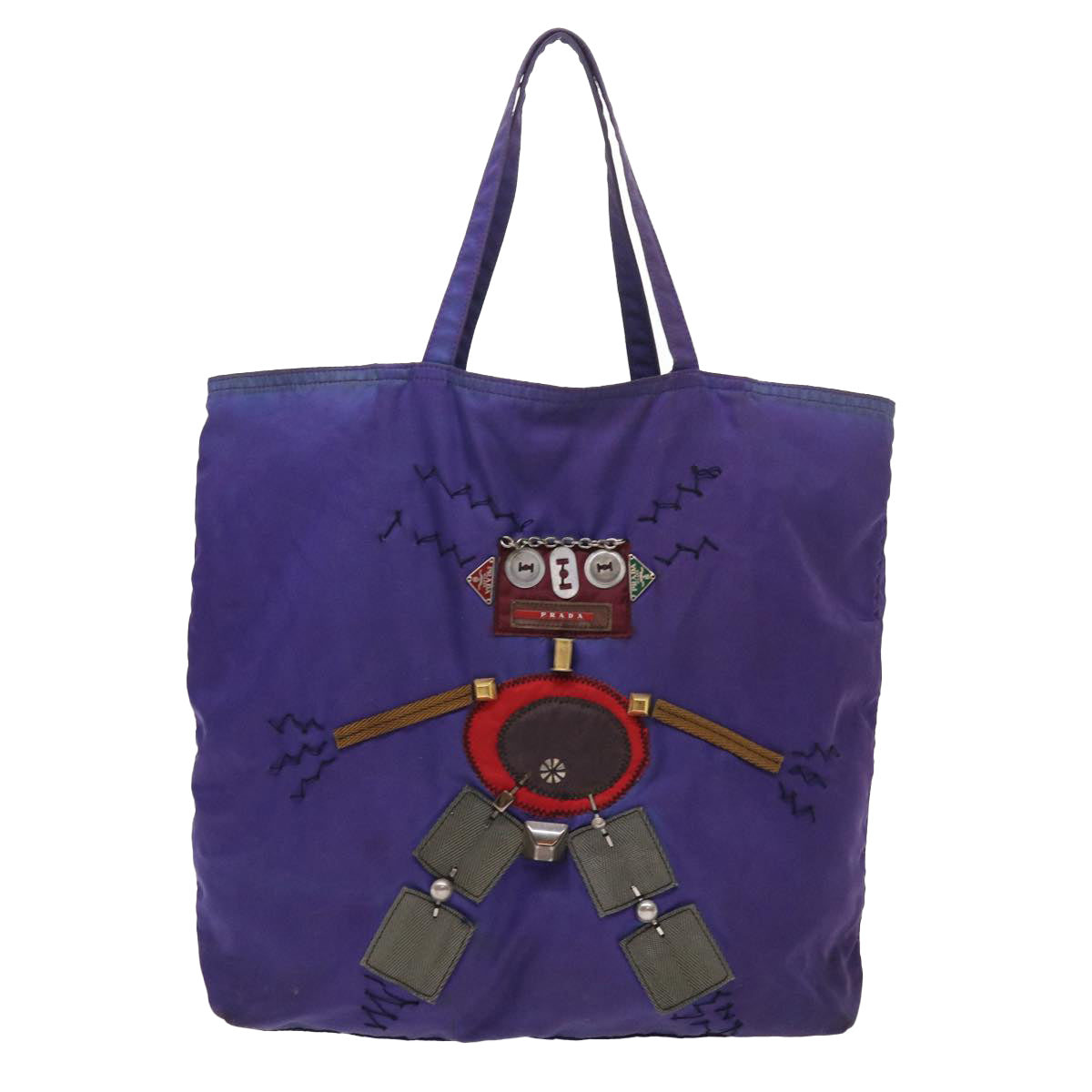 PRADA robot Tote Bag Nylon Purple Auth th4114