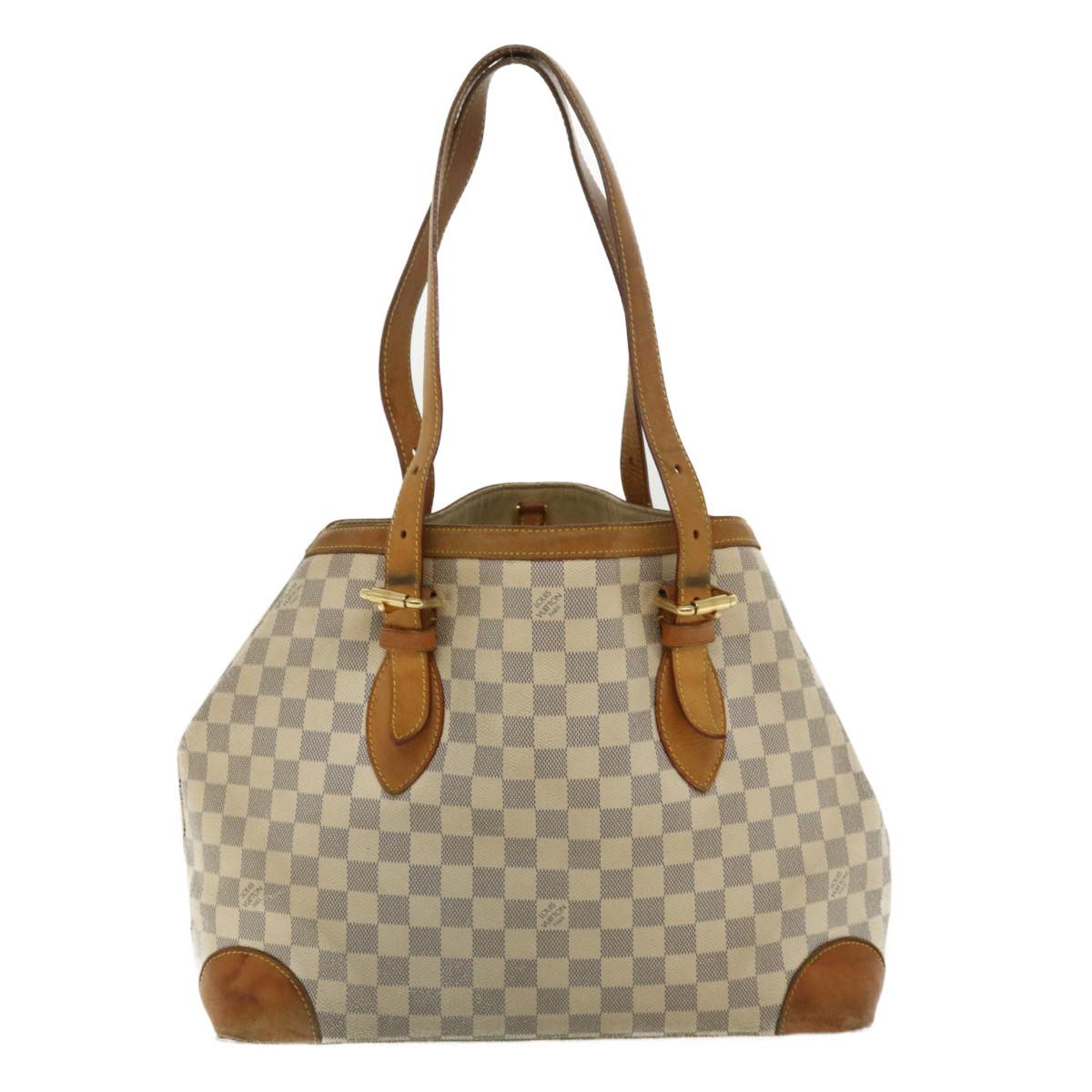 Auth LOUIS VUITTON Hampstead MM Damier Azur Tote Bag N51206 white