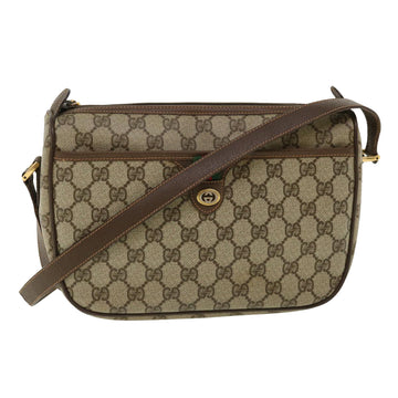 GUCCI Web Sherry Line GG Canvas Shoulder Bag PVC Leather Beige Green Auth ep425