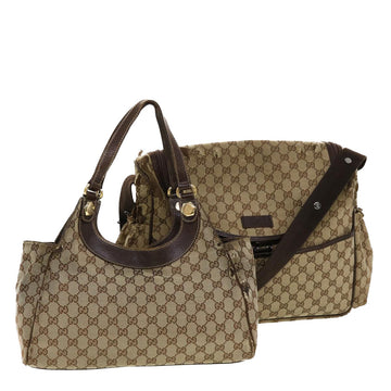 GUCCI GG Canvas Shoulder Bag 2Set Beige Auth ti1120