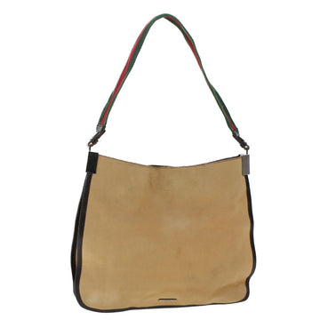 GUCCI Web Sherry Line Shoulder Bag Canvas Beige Green Red Auth ti1172
