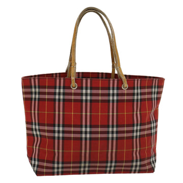 BURBERRY Nova Check Hand Bag Nylon Red Yellow Auth ti1177