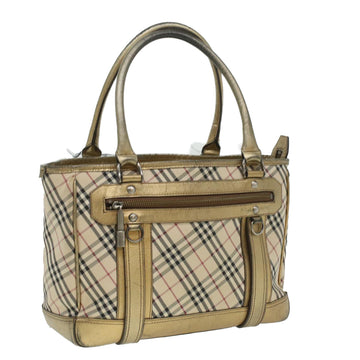 BURBERRY Nova Check Shoulder Bag Nylon Leather Beige Auth ti743