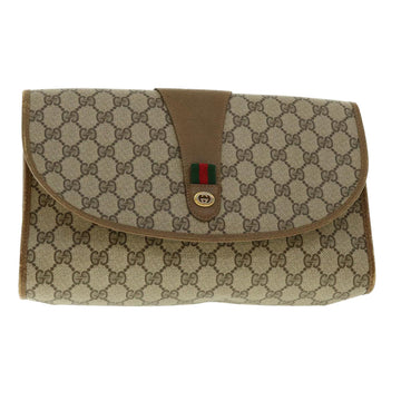 GUCCI GG Canvas Web Sherry Line Clutch Bag Beige Red Green 89.01.031 Auth uy099
