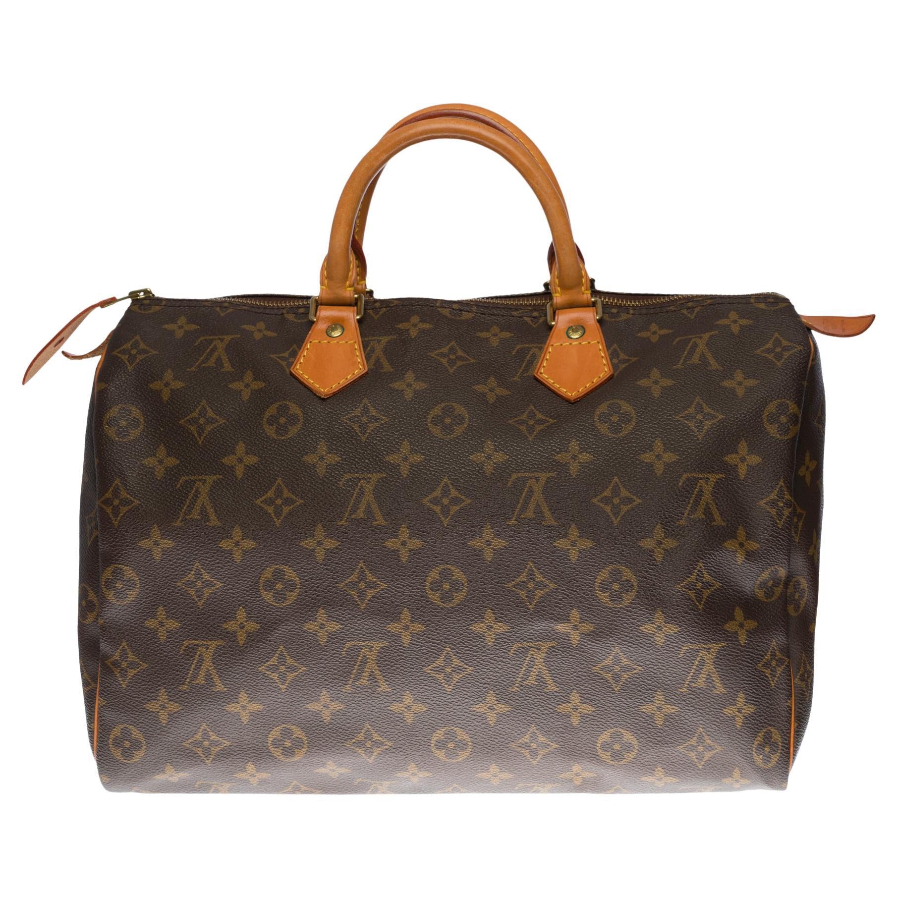 Louis Vuitton Speedy 35 Monogram Canvas Satchel Bag Brown