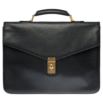 CHANEL vintage Briefcase in black grained leather, GHW