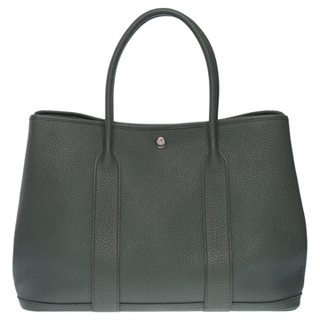 HERMES Gorgeous Garden Party 36 Tote bag in green Almond Negonda leather, SHW