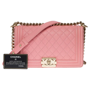 CHANEL Amazing Boy Old medium shoulder bag in Pink caviar quilted leather, SHW