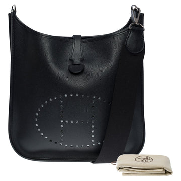 HERMES Gorgeous Evelyne 29 shoulder bag in Black Epsom leather, SHW