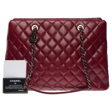 CHANEL Amazing Shopping Tote bag in Burgundy Caviar quilted leather, SHW
