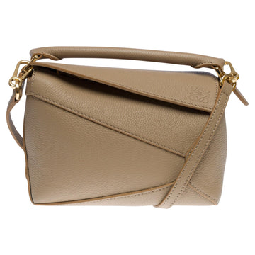 LOEWE New Mini Puzzle handbag strap in grey calfskin, GHW