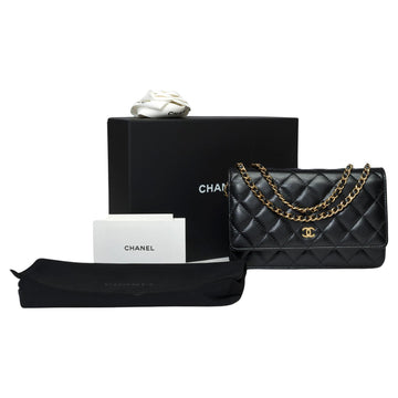 CHANEL Wallet on Chain [WOC] shoulder bag in black Caviar quilted leather, GHW