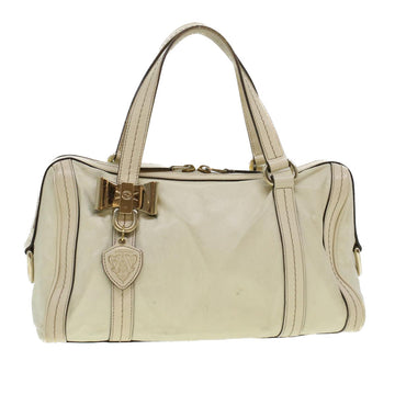 GUCCI Boston Bag Leather White 181487 Auth yb122