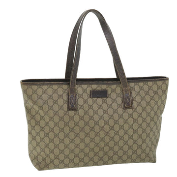 GUCCI GG Supreme Tote Bag PVC Leather Beige 211137 Auth yb390