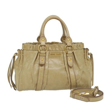 MIU MIU Hand Bag Leather 2way Beige Auth yb396