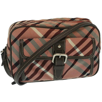 BURBERRY Nova Check Shoulder Bag Canvas Leather Red Brown Auth yk4089