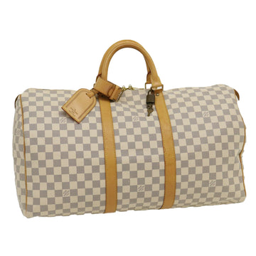 LOUIS VUITTON Damier Azur Keepall 50 Boston Bag N41430 LV Auth yk4588