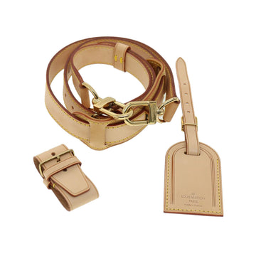 LOUIS VUITTON Shoulder Strap Leather Powanie Name Tag Set Beige LV Auth yk5144