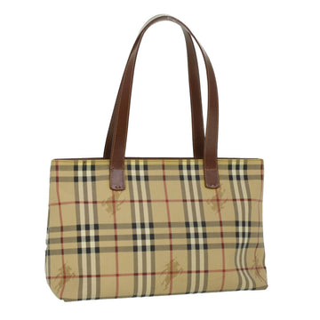 BURBERRY Nova Check Tote Bag PVC Leather Beige T-02-1 Auth yk5916