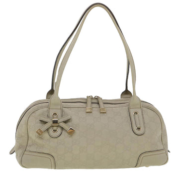 GUCCI ssima Shoulder Bag Leather White 161720 Auth yk6036